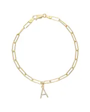 Sabrina Designs 14K Diamond Initial Charm Link Bracelet (A-Z)