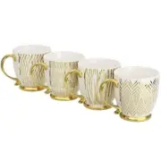 Gibson Home Gold Finch 4 Piece 16.7oz Electroplated Fine Ceramic Mug Set in Gold