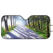 Rural Nature Watercolor Painting Windshield Sun Shade, Windshield Sunshade, Su