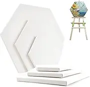 Hexagon Stretched Blank Canvas for Painting White Canvas Boards with Frame Set of 6 (8/6/4in) Canvases, Painting Supplies Art Board Paint Canvas Panels DIY Gift for Kids Adults Artist Hobby Painters
