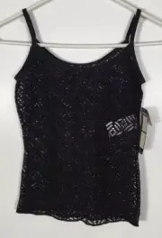 Danskin Platinum Women’s Size Small (4-6) Black Open Weave Camisole NWT