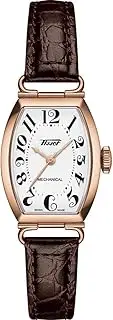[Tissot] Women's T1281613601200 Heritage Porte Small Lady Mechanical White Dial Leather Strap Wristwatch, white
