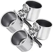 2 PCS Bird Parrot Feeding Double Cups Dishes Hanging Stainless Steel Food Water Bowls with Clip Pet Animal Food Water Bowls Holder for Cage Coop Perches Play Stand Accessories (Silvery, 5.5cm)