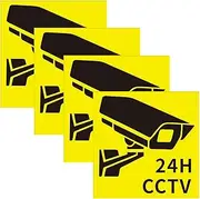 4 Pack CCTV Signs Video Surveillance Sticker Self-Adhesive Reflective Vinyl Sign for Home Business Camera Alarm System Stickers 10 * 10cm