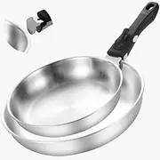 Inqibee Tri-ply Stainless Steel 8.5-12 Inch Saute & Frying Pans, RV & Home Cookware, Induction Safe, Dishwasher & Oven Safe