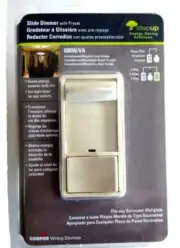 Slide Dimmer w/ Preset Ivory Low Voltage Incandescent 600W COOPER SI06P-V-K