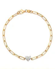 Moon & Meadow Heart Lab Grown Diamond Solitaire Paperclip Bracelet in 14K Yellow Gold, 0.5 ct. t. w.