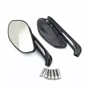 LED Integrated Side Mirrors For 8mm 10mm CNC Gridding Black Rear View Left Right
