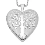 925 Sterling Silver Tree of Life Heart Photo Locket Necklace