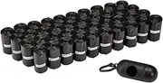 Amazon Basics Unscented Dog Poop Bags with Dispenser and Leash Clip, Standard 33.02 x 22.86 CM, Black - 600 Bags (40 Rolls)
