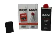 JMCo Black Oil Lighter + Zippo Cigarette Lighter Refill Fluid 125ml+Wick+Flints