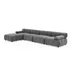 Foret 5 Seater Sofa Modular Arm Ottoman Tufted Velvet Lounge Couch Dark Grey