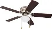 Alvina, 42 Inch Traditional Flush Mount Indoor LED Ceiling Fan with Light, Pull
