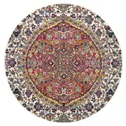Maya Multicoloured Flower Transitional Round Rug