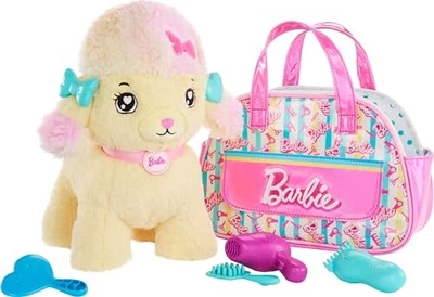 Mattel Barbie Plush Toy Playset, Hairdresser Poodle Stuffed Animal with Lights