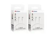2PK Verbatim Charge & Sync USB-C to USB-C Soft Touch Rubber Durable Cable 1m Wht