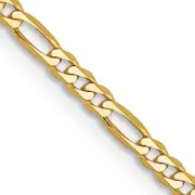 14K Yellow Gold 28 Inch 2.25mm Flat Figaro With Lobster Clasp Chain