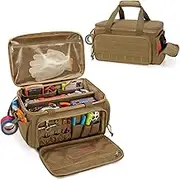 Rexmica 14-Inch Tool Bag, Hand Tool Storage Organizer, Tactical Bag, Electrician Tool Bag, Multi-purpose Work Tote Bag for Repairman, Carpenters, Handyman, Khaki