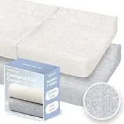 Jool Baby Changing Pad Covers – Soft & Comfortable, Fits Most Standard Diaper Changing Pads – Pack of 2 (Off-White & Gray - Wave)
