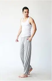 [LANREN] 1 pcs Kung Fu Pant Elastic Waist Modal Yoga Pants Men with Pockets Loose Tai Chi Pants Baggy Yoga Harem Pants Sportswear Martial Pant (Color : Light Grey, Size : Small)