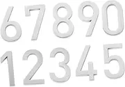 HOMSFOU 1set Digital Number Label Door 0-9 Decals Address Numbers Door Address Sticker Vinyl Letter Stickers Sign Sticky House Numbers Custom Stickers Abs Plastic Silver 10pcs
