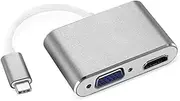 USB-C to VGA HDMI Adapter USB Type C (Thunderbolt 3 Compatible) to Dual Monitor Up to 4K USB C Display Hub for Apple MacBook Chromebook Pixel