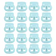 0.8x0.9" Cord Locks, 30 Pack Double Hole Spring End Toggle Stopper, Light Blue