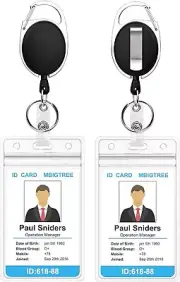 2 Pack ID Badge Holder With Clip Badge Reels Retractable Heavy Duty
