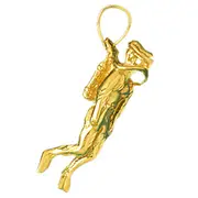 14K Gold 3D Scuba Diving Diver Pendant