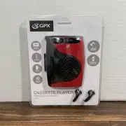 GPX Cassette Player Recorder with AM/FM Radio - Black/Red - Brand New / Sealed