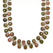 Unakite Top Drill Faceted Teardrop Size 8x10mm 15.5''Strand (8x10mm)