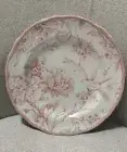 222 Fifth ADELAIDE BLUSH SALAD DESSERT PLATES ROUND Pink Bird Floral NEW Sets 4