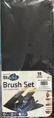 Mont Marte Art Paint 15 Brushes, Watercolor, Acrylic, Oil, w/case #RBIN