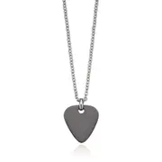 Tensity Stainless Steel Black Guitar Pick Women's Pendant and Chain