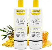 La Petite Creme French Premium Diapering Lotion - Diaper Cream Alternative to Baby Wipes - Moisturizer & Skin Cleanser - USDA Certified Organic Ingredients - Baby Essentials (2 Bottles of 20 oz)