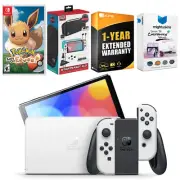 Nintendo Switch White OLED + Pokemon: Let's Go, Eevee! + Accessory Gaming Kit