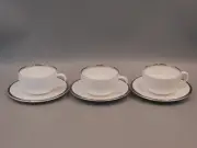 THREE WEDGWOOD PLATO PLATINUM CUPS AND SAUCERS, NEW 1st.