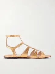 [TOM FORD] TOM FORD - Metallic Lizard-effect Leather Sandals - Gold - IT39.5 IT 39.5 Gold