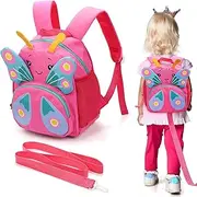 Pumtus Cute Toddler Backpack with Harness Leash, 3D Carton Animal School Bag, Mini Preschool Lunch Boxes Carry Bag, Kids Backpack with Anti Lost Wrist Link for Walking, Travel, Baby, Child