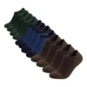 COOLMATE 6 Pairs Low Cut No Show Socks for Men, 11-14 Navy/Green/Brown