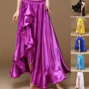 Women Belly Dance Skirt Long Skirts Sexy Side Split Skirt Rolled Hem Dance Skirt