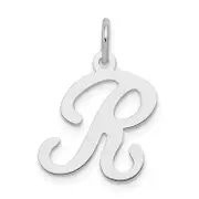 Sterling Silver Rhodium-Plated Stamped Letter R Initial Charm