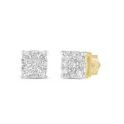 Composite Stud Earrings with 0.10ct of Diamonds in 9kt Yellow Gold