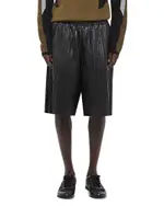 Helmut Lang Pleated Leather 11.25 Shorts