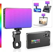 ST-120 Pocket Video Light Clip-on Mobile Phone Fill Light Tablet Computer Video Conference Video Light 2500K-9000K Dimmable 20 Scene Lig ng Effects for Online Meeting Live Black One Size