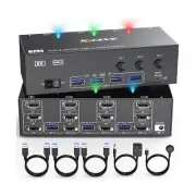 KVM Switch 3 Monitors 3 Computers, 4K@144Hz HDMI+2 Displayport KVM Swticher S...