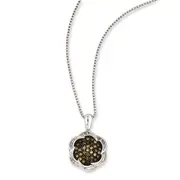 Sterling Silver Champagne Diamond Flower Pendant