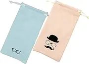 [KOMBIUDA] 2pcs Glasses Bag Sunglasses Case with Lanyard Glasses Case with Clip Large Glasses Case Hard Shell Holder Light Glasses Women Wipes Sunglasses Pouch Glasses Chain Fiber Suede