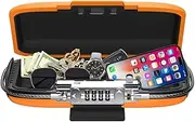 AMIR Portable Safe Box, Combination Security Case LockBox with 4-Digit Numeric Code, Waterproof Anti-Theft Mini Travel Safe Box with Removable Chain, Security Box for Home, Office, Travel - Orange