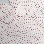 Teardrop Sequin 1.5" Red Polka Dot on White Opaque